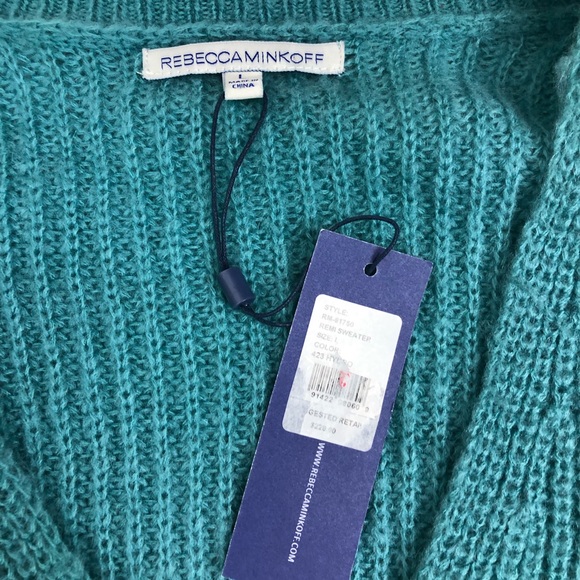 Rebecca Minkoff Aqua Blue Side Slit Knit Sweater - Picture 3 of 8